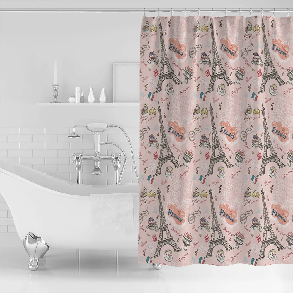 OURHouse розовая Парижская занавеска для ванной комнаты тканевые наборы Детская