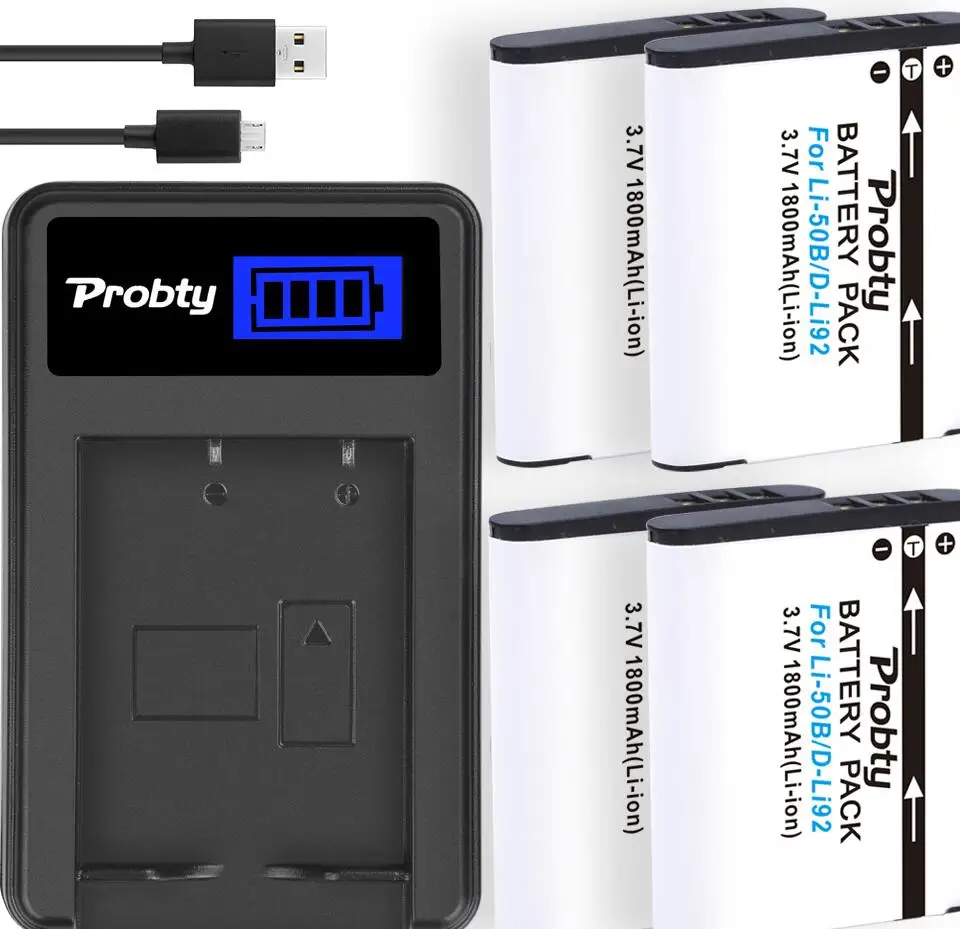 4battery and charger Li-50B аккумулятор+ зарядное устройство для OLYMPUS Stylus Tough 1030 SW Tough 6000 Tough 8000 u TOUGH-6000 u TOUGH-6010 u TOUGH-8000 Stylus - Цвет: 4battery and charger