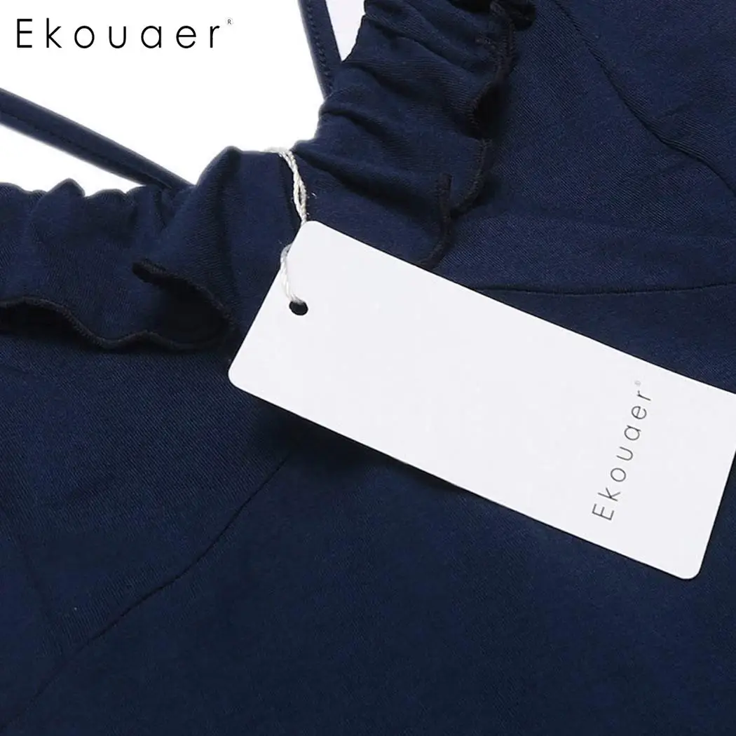 Ekouaer, сексуальное нижнее белье, одежда для сна, одежда для сна, платье Для женщин однотонная жилетка с v-образным вырезом, с низким вырезом на спине рубашки регулируемые бретельки трусы