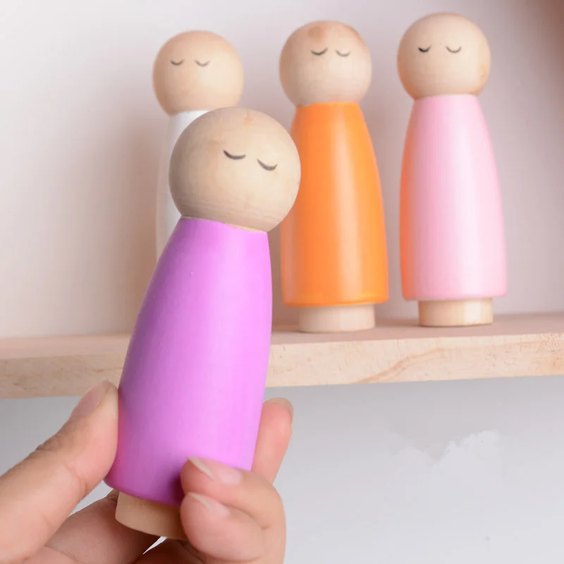 8 шт. детские игрушки деревянные блоки существ милые DIY колышки для кукол