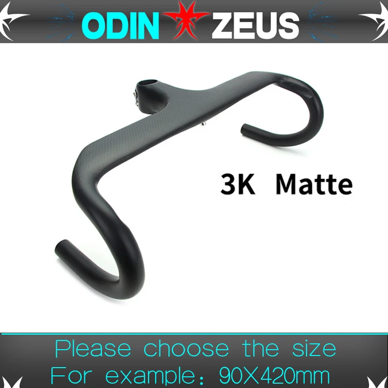 No logo 3K Matte Новейший ультра-светильник OdinZeus, углеродный руль для шоссейного велосипеда, руль для гоночного велосипеда, интегрированный руль и стержень, углеродный руль - Цвет: No logo 3K Matte