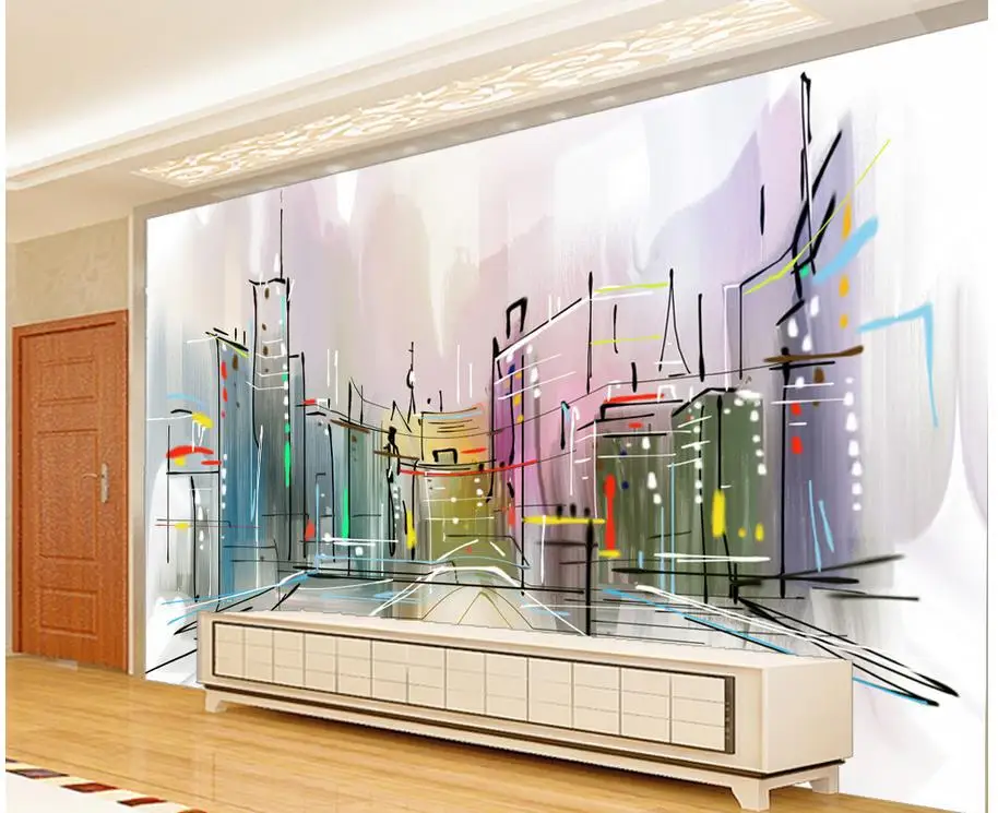 3D индивидуальные обои мода ручная роспись акварель города ТВ фото настенные