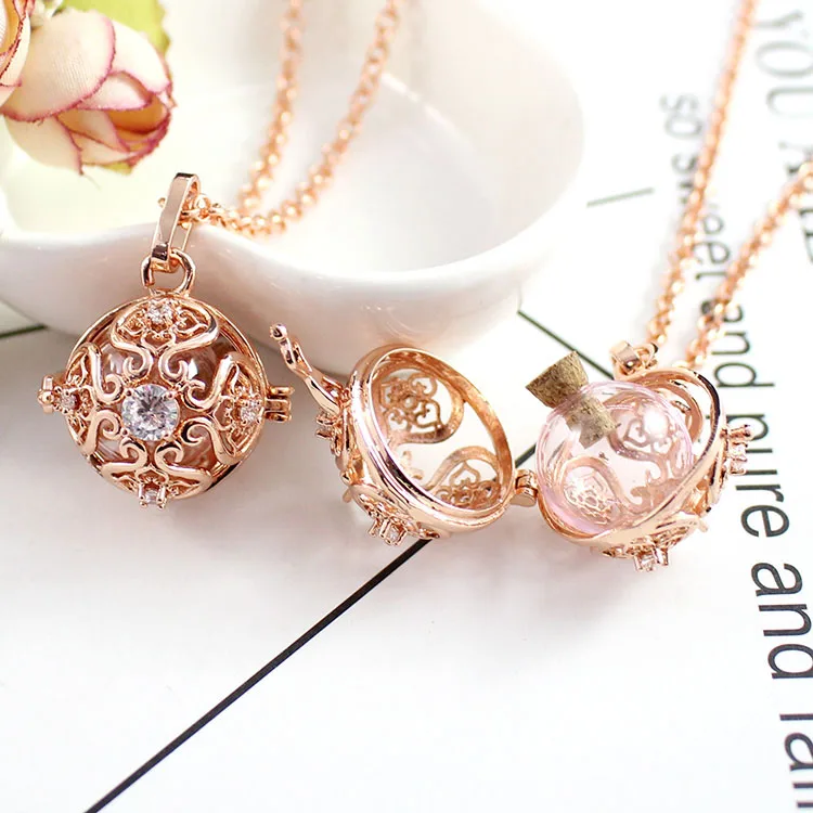 Rose Gold With Pink 1 шт круглый Кристальный медальон кулон со стеклянным шаром с памятью медальон кулон кремации ювелирные изделия Заполняемые ювелирные изделия - Окраска металла: Rose Gold With Pink