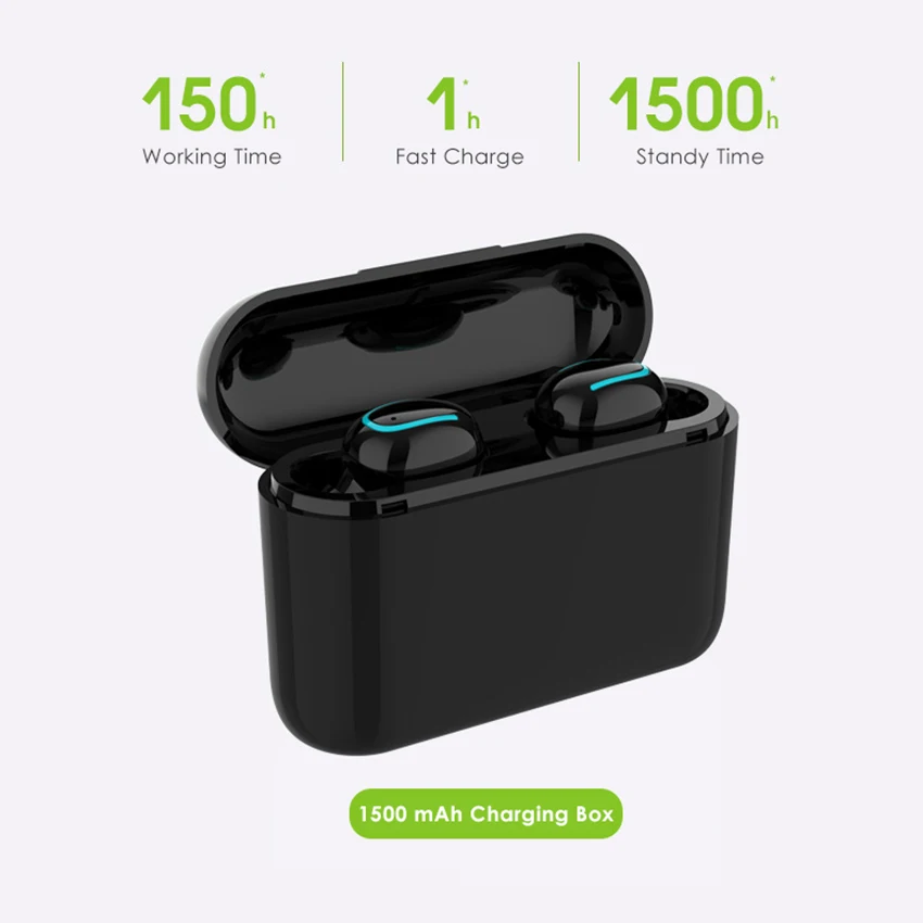 TWS стереонаушники Aimitek с поддержкой Bluetooth 5 0 и зарядным футляром на 1500 мА ·