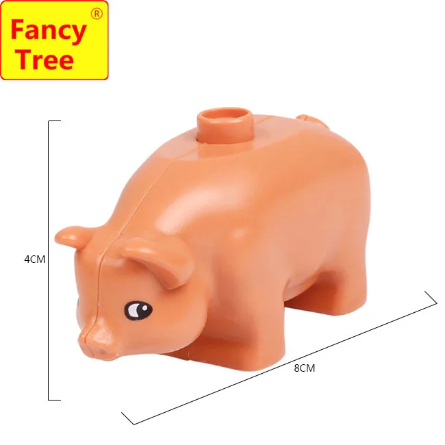 fat pig Совместимые с Duplo Основные строительные блоки с крупными частицами аксессуары животные зоопарк утка овца кошка корова свинья лошадь игрушки подарочные кубики - Цвет: fat pig