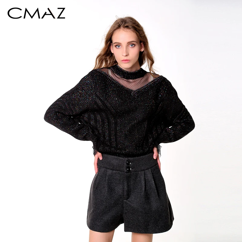 

CMAZ женский свитер осень зима 2018 твердый фонарь рукав случайные топы O шеи с длинным рукавом женские пуловеры новый MX18D5542
