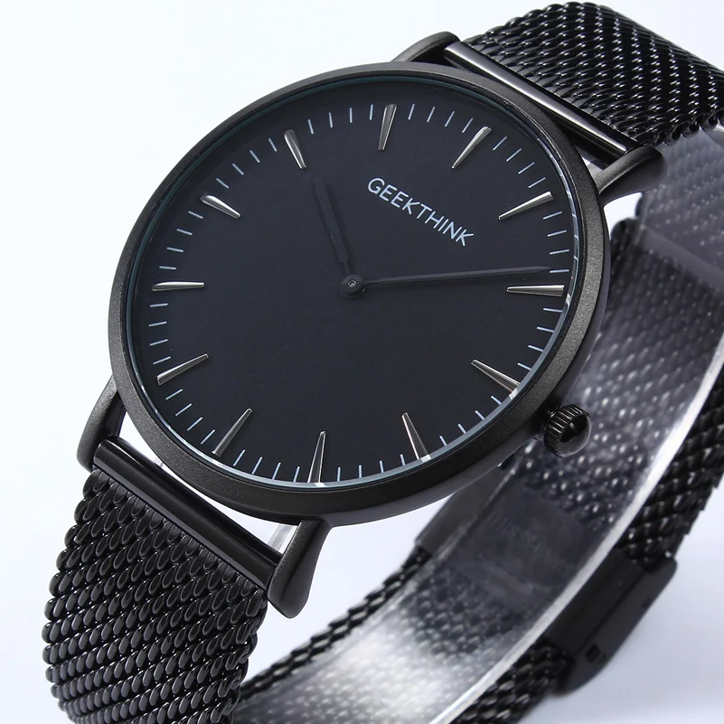 

Luxury Brand Stainless Steel Fine Mesh Strap Men Watches Ultra Thin Japan Movement Quartz-watch Male Fashion Casual Watches Gift
