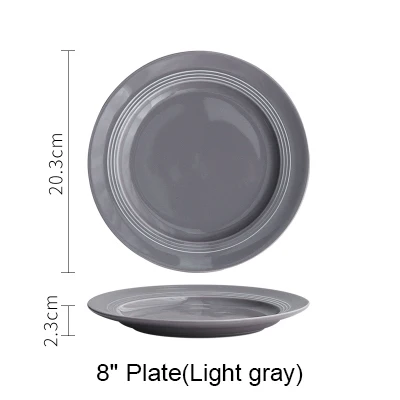 light 8 flat plate Европейская керамическая круглая тарелка для супа, простая итальянская тарелка для макаронных изделий, поднос для соломенной шляпы, тарелка для стейка, западные блюда - Цвет: light 8 flat plate