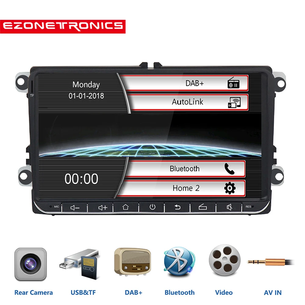 2Din автомобильный DAB + FM радио стерео Bluetooth для VW Golf5 6 Polo Jetta Passat Tiguan WiFi USB 9 &quotphonelink с