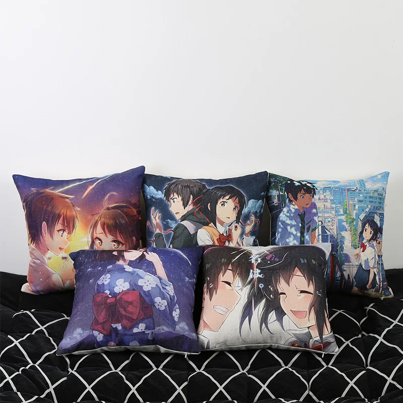 Японское аниме ваше имя мицуха миямизу подушка для дивана стул льняное домашнее