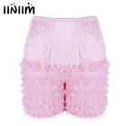 Шорты женские кружевные с оборками, пикантные повседневные кружевные трусики с оборками, Многослойные Шорты-бойфренды, Клубная одежда, танцевальные шорты, на лето