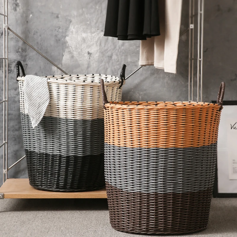 Пластиковая корзина для белья из ротанга органайзер детских игрушек большая