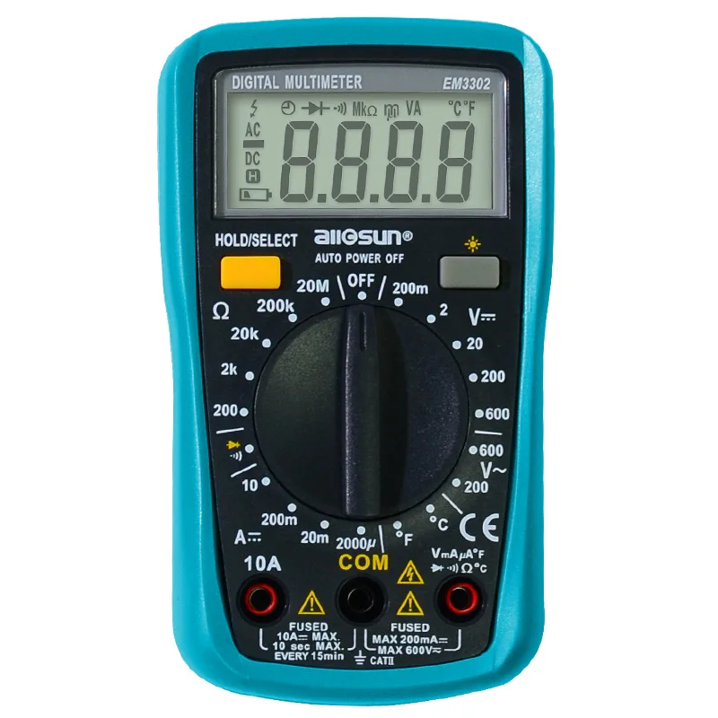 EM3302 All-sun Цифровой мультиметр автоматический диапазон 3999 отсчетов AC/DC Амперметр Напряжение ом тестер Ток Ом NCV REL с подсветкой - Цвет: EM3302