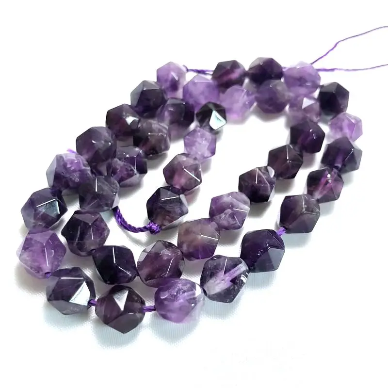 Natural amethyst cut surface semi-finished loose beads for DIY Bracelet necklace This has a size of 6mm | Украшения и аксессуары