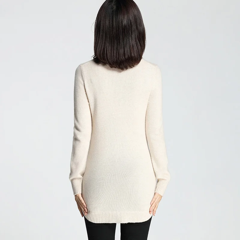 Женский толстый кашемировый вязаный длинный свитер с круглым вырезом jerseis mujer