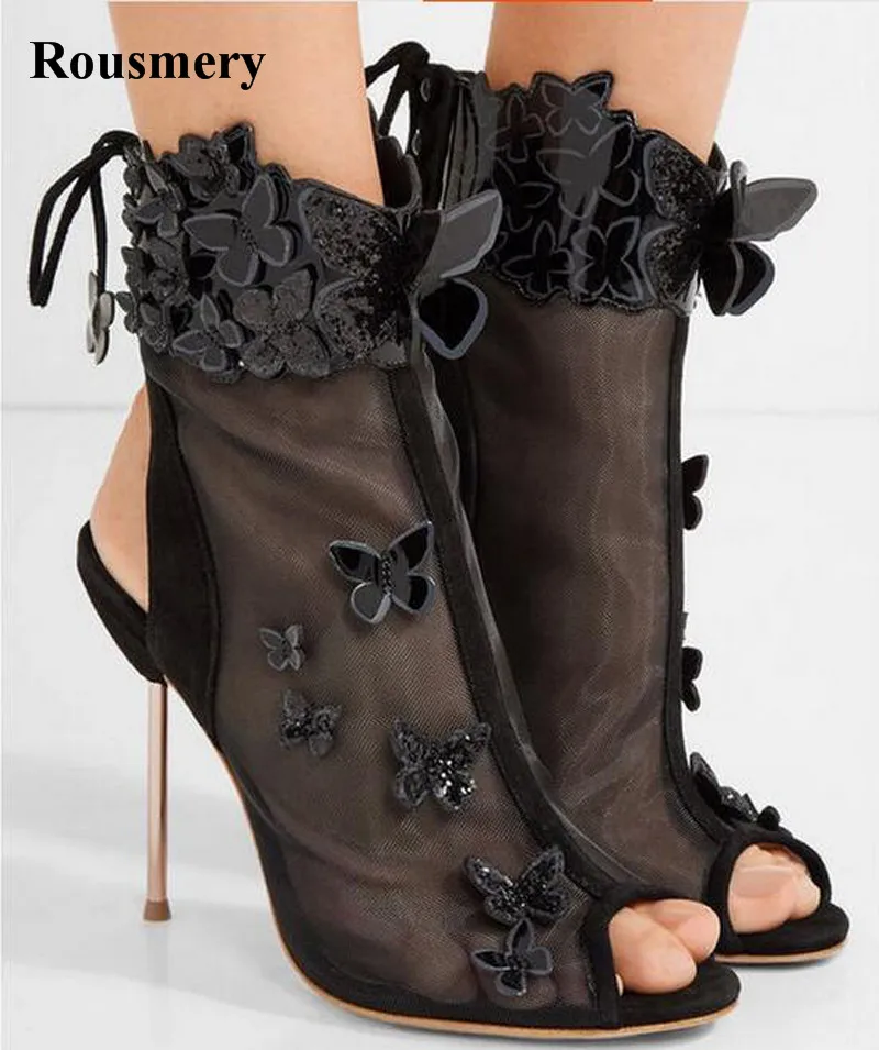 

Новые дизайнерские женские ботильоны с открытым носком, на шнуровке, с объемной бабочкой; ботильоны на высоком каблуке-шпильке с вырезами; с...