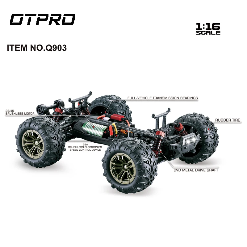 Q903 1:16 бесщеточный двигатель 2 4 ГГц 4WD 52 км/ч высокоскоростной профессиональный