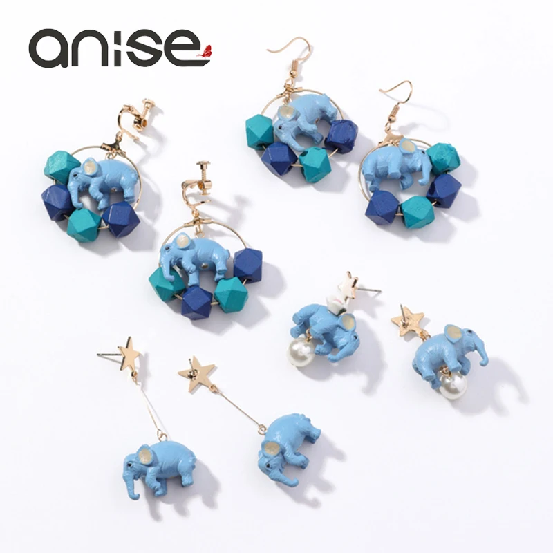 Женские классические серьги-подвески Anise уникальные деревянные серьги с голубым