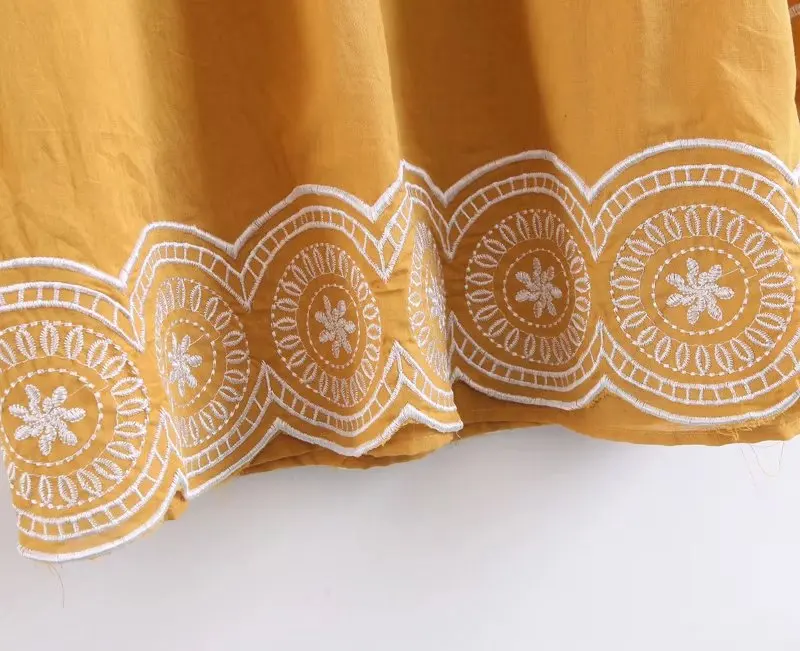 Orang boho мини платье винтажное хлопковое с цветочной вышивкой шикарный фонарь с кисточкой с длинным рукавом Повседневные платья хиппи женское платье
