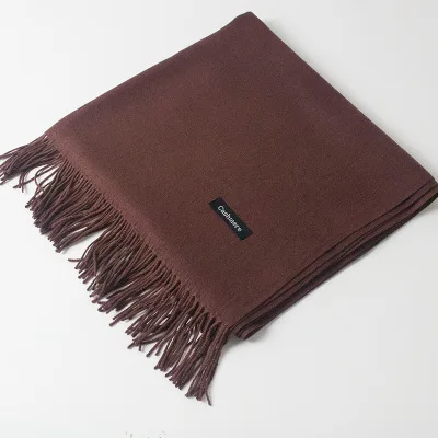 chocolate scarf Заводская Большая распродажа, хорошее качество, зимний шарф из искусственного кашемира цвета хаки для женщин и мужчин, Пашмина с кисточками, Женское зимнее пончо, Женская шаль - Цвет: chocolate scarf