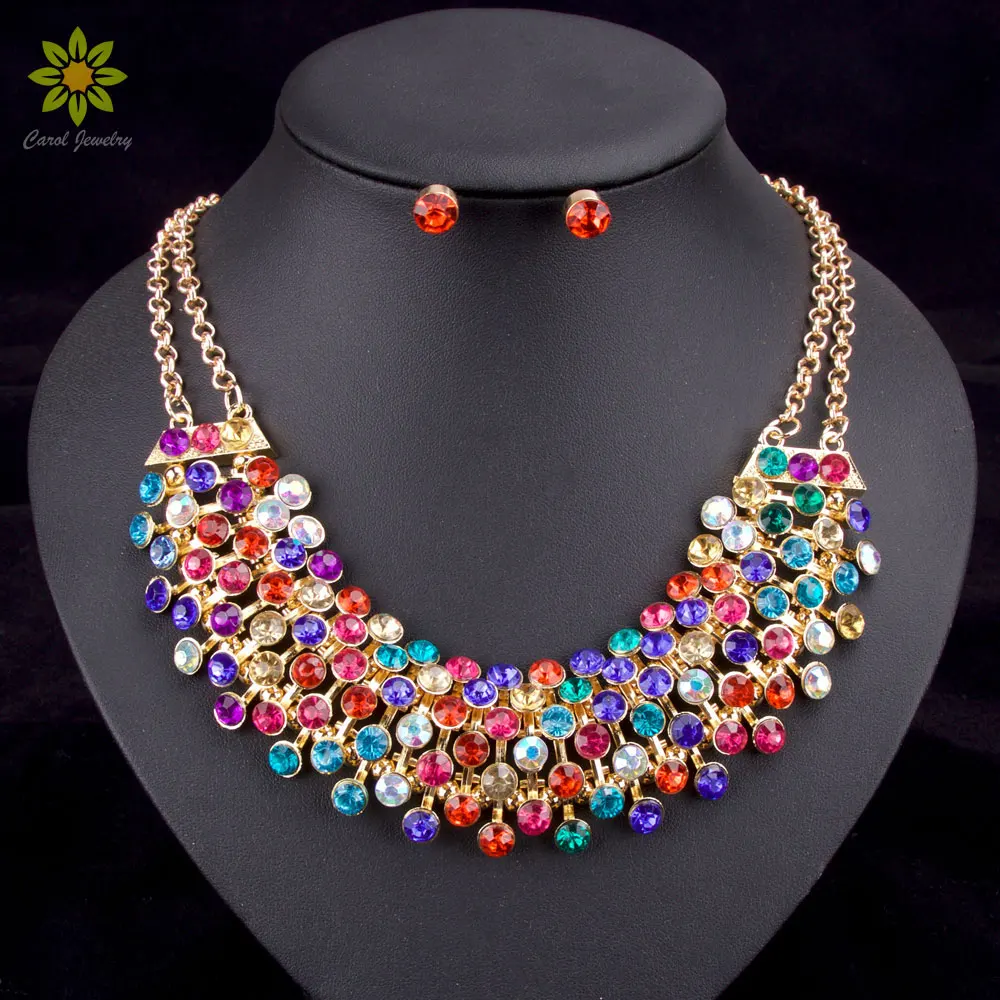 Модные хрустальные стразы Свадебный комплект ювелирных изделий Свадебные