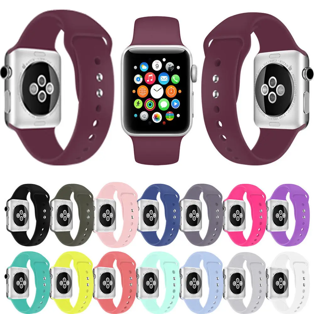 Силиконовый ремешок для Apple Watch 3/2/1 сменный на запястье 38 мм 42 IOS Smartwatch I цветной