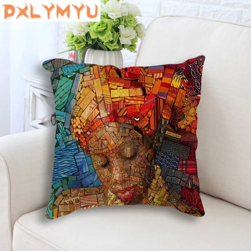 Подушка хлопково Льняная декоративная в африканском стиле 45x45 см|Подушка| |