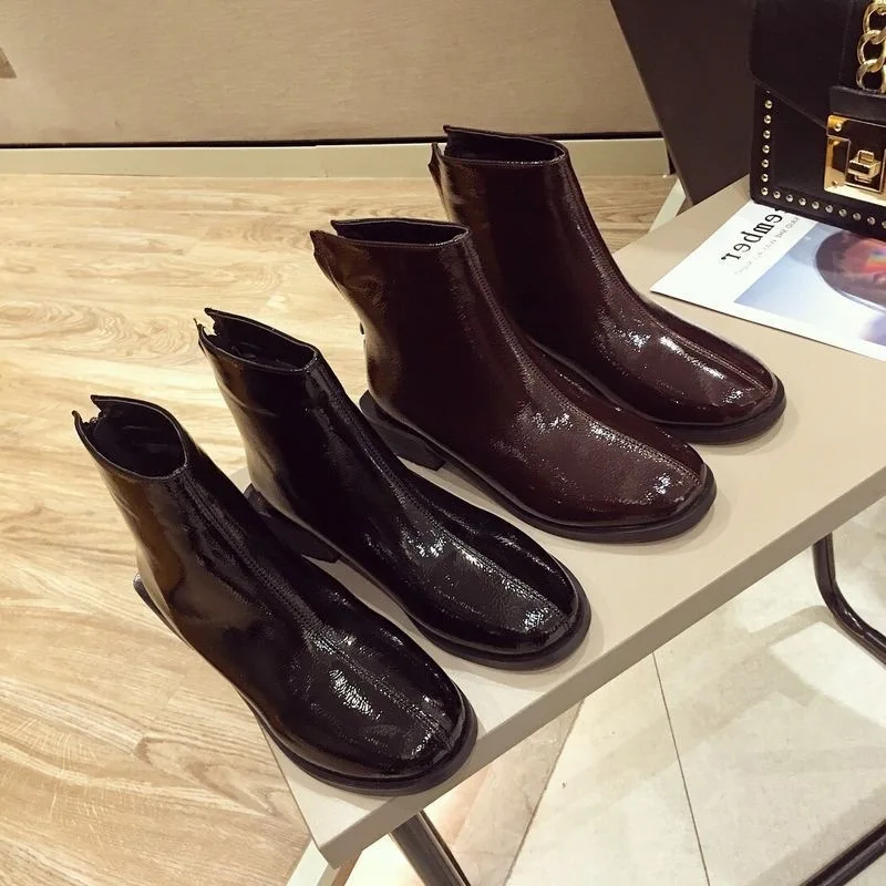 Ботильоны с круглым носком выразительные ботинки Челси из искусственной кожи