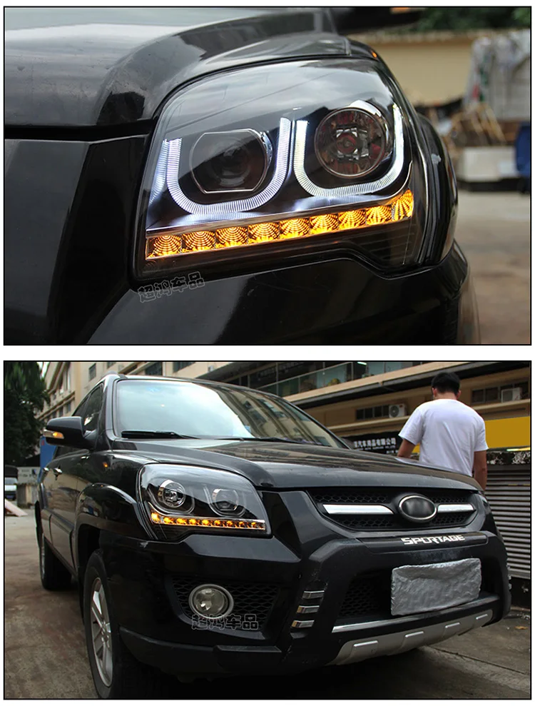 Автомобильный Стильный чехол для KIA Sportage 2009 2010 2011 фары светодиодный фары DRL Объектив двойной луч ксеноновые автомобильные аксессуары