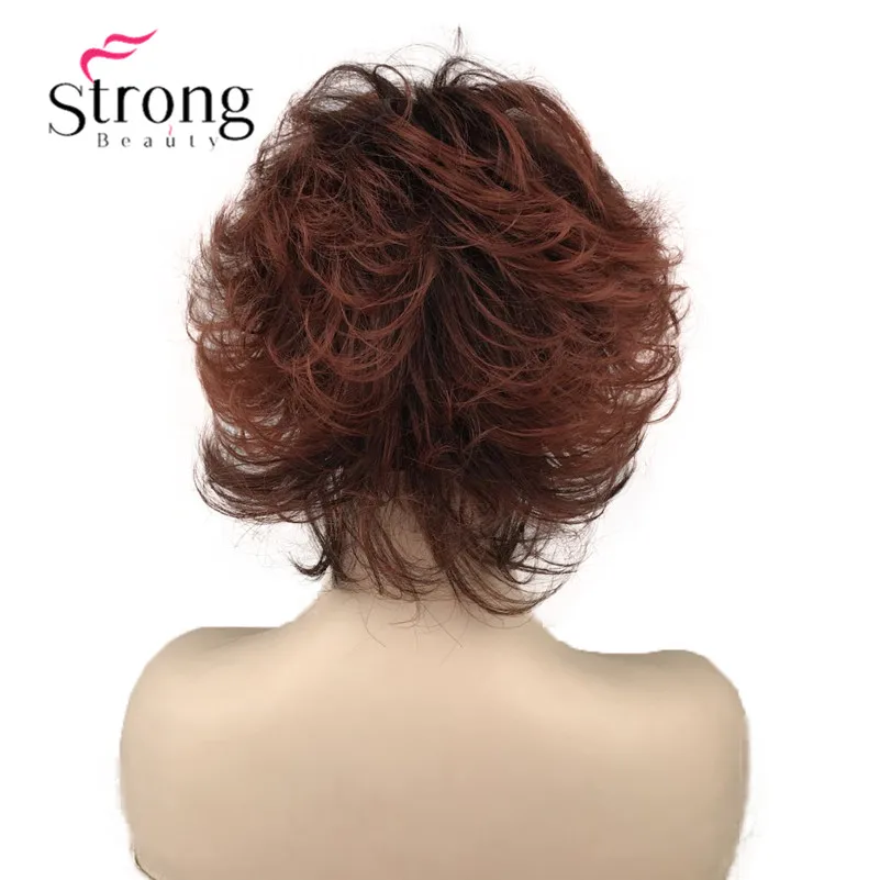 StrongBeauty короткий коричневый волнистый синтетический парик парики для женщин полные парики