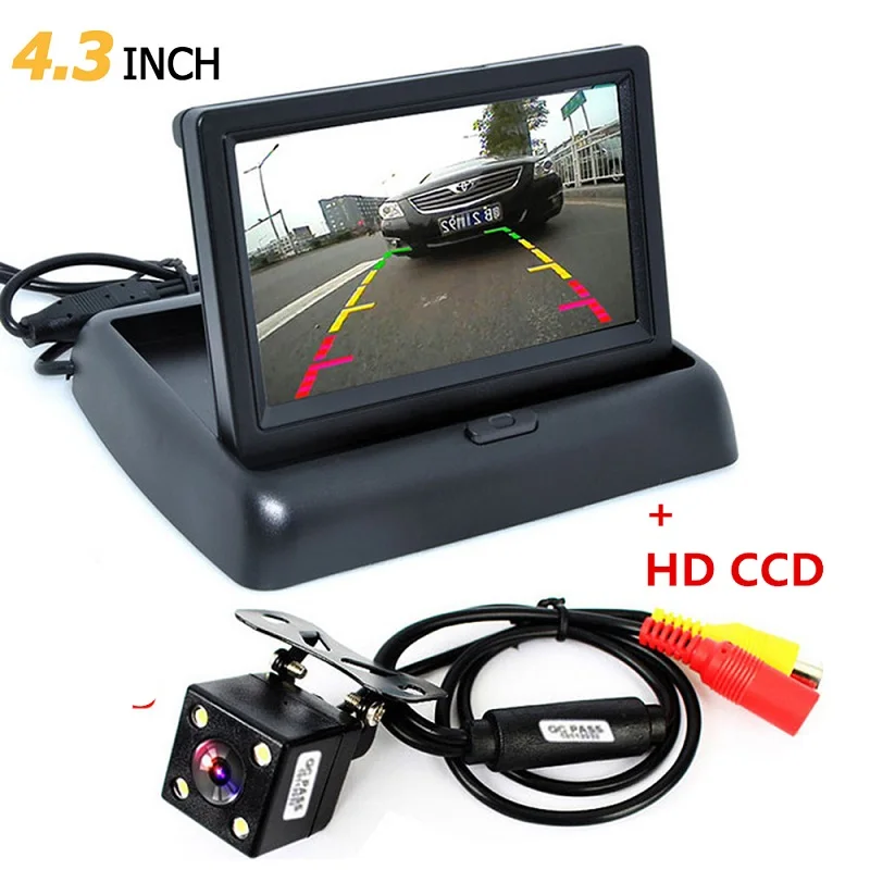 Monitor With Camera Складной 4,3 дюймовый TFT lcd мини автомобильный монитор заднего вида автомобильная система парковки заднего вида с автоматической камерой ночного видения заднего вида - Цвет: Monitor With Camera