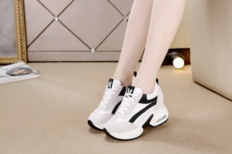 Женская обувь на танкетке; zapatillas mujer; повседневная обувь на платформе и высоком каблуке 8 см; женские кроссовки; обувь, увеличивающая рост; WW-22