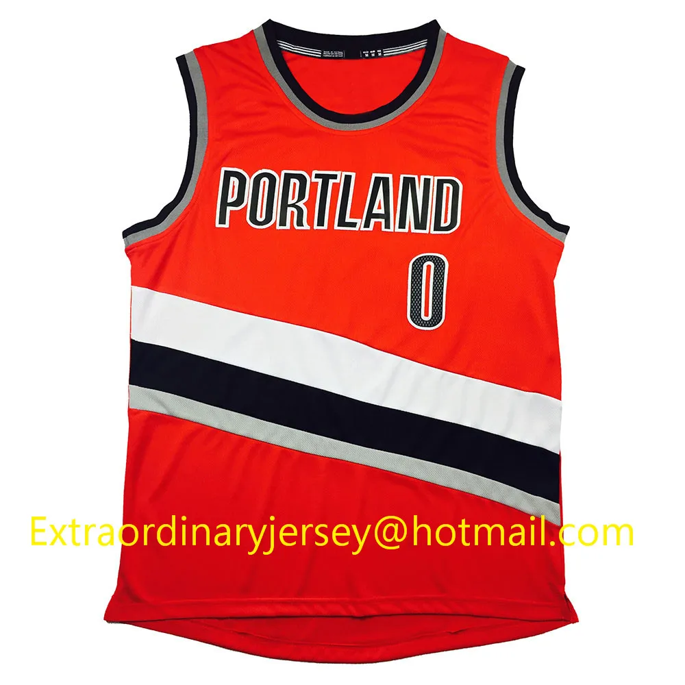 Мужская Майка Дамиан Лиллард #0 молодежь джерси Ребенком Баскетбол Джерси