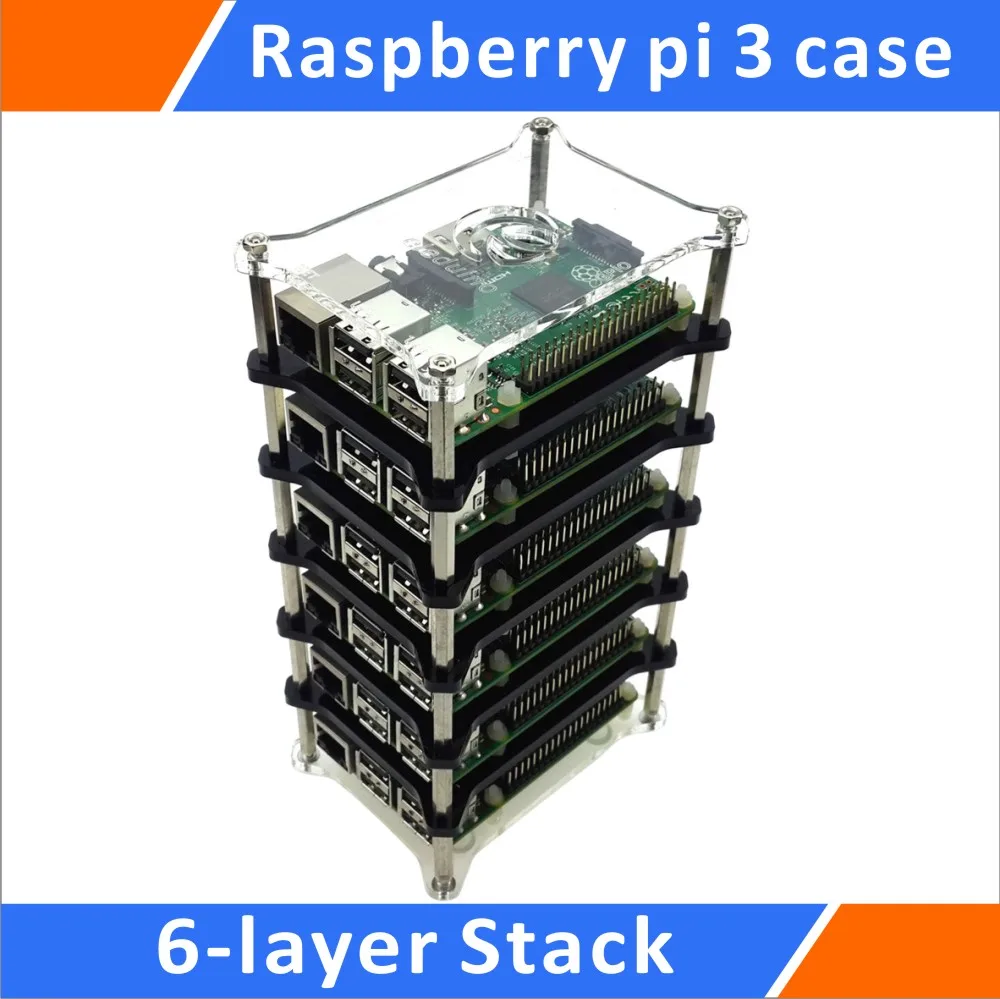 Raspberry Pi 3 Model B+ 6-layer Stack transparent shell Support Raspberry Pi 2B/B+/B/A+ Clear Case