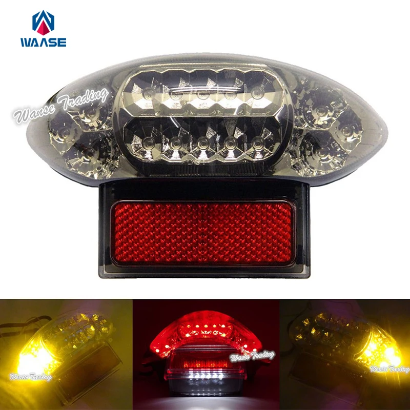 

Chrome Led Tail Brake Turn Signals License Plate Integrated Light Smoke For 1999-2007 SUZUKI Hayabusa GSX1300R GSXR GSX-R 1300