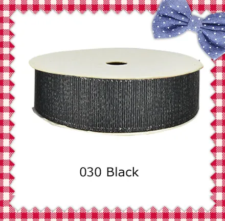 

5/8" inch (16mm) silver glitter Black grosgrain ribbons