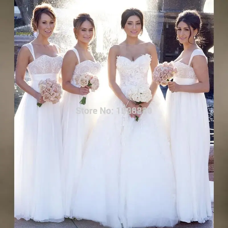 2016 Романтический Белый Милая Бисером Аппликация Тюль-Линии Свадебное Платье