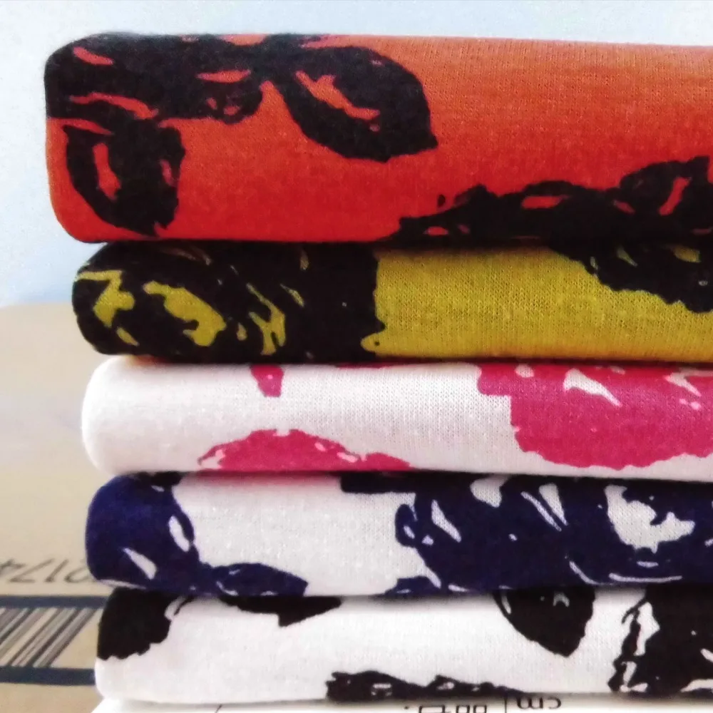 Модная одежда с принтом Джерси Ткань для шитья брюки платье юбка носки цветок 2018