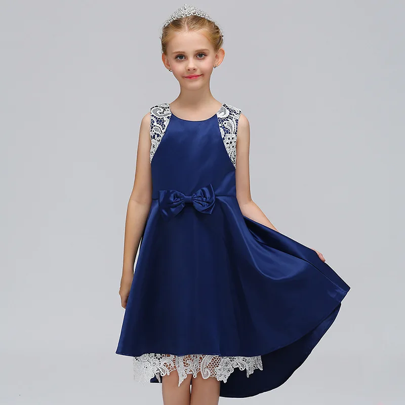 2020 Summer Kids Girls Princess Dress Sleeveless Girl Lace Dresses Blue Pink Birthday Party Children Clothing 2-10T | Детская одежда и