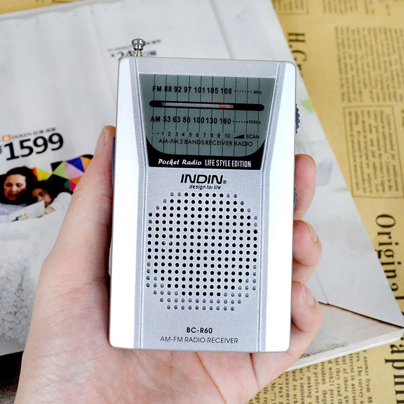 Портативный мини музыкальный радиоприемник BCR60 многофункциональный AM/FM для