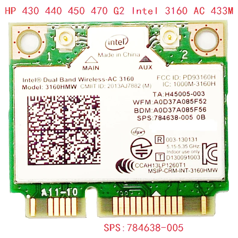Мини PCI-e Wifi Беспроводная bluetooth карта для ноутбука двухдиапазонный 2 4 ГГц + 5 Intel