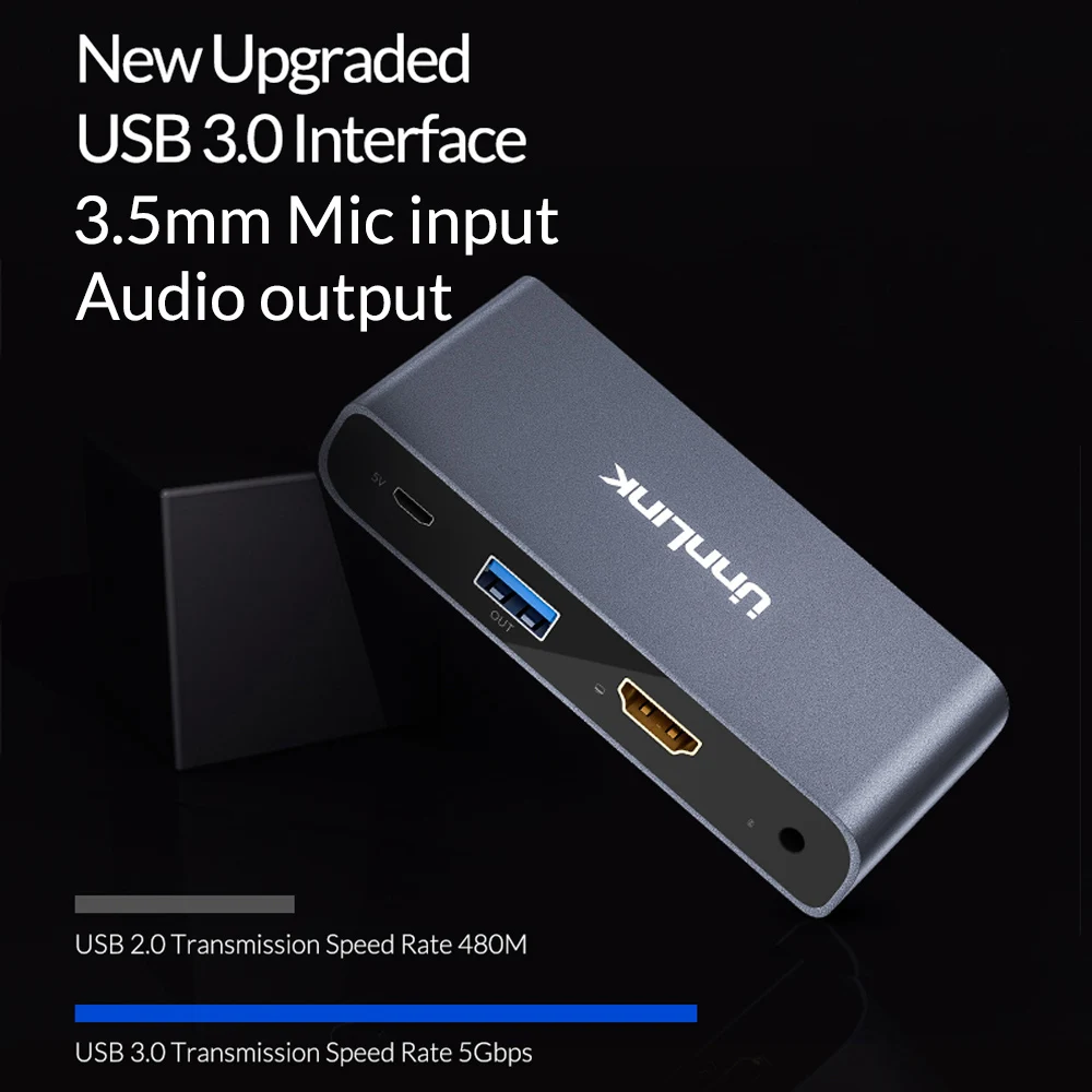 Unnlink USB3.0 игровая карта захвата видеозахвата FHD1080P@ 60 Гц Запись в реальном времени для PS3 PS4 xbox one 360 rend переключатель