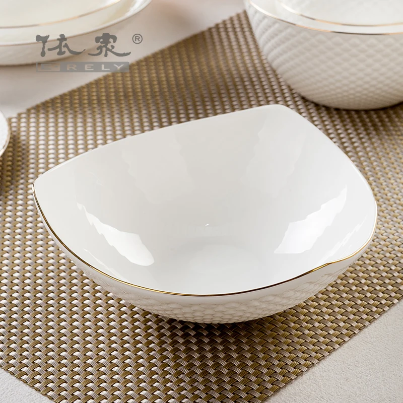 Высококачественная креативная китайская посуда Tangshan из белого костяного