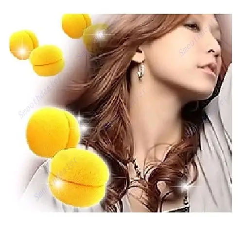 

24 pcs/lot Yellow Balls Soft Sponge Hair Care Curler Rollers #Y207E# Hot Sale