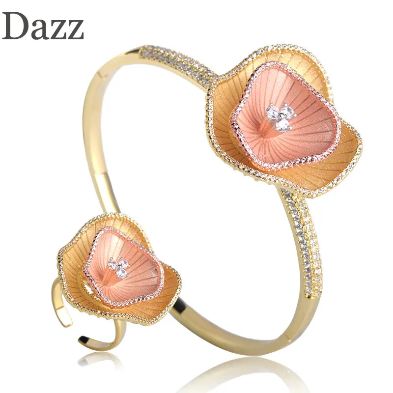Dazz модные двухцветные ювелирные изделия в форме листьев лотоса Сияющий