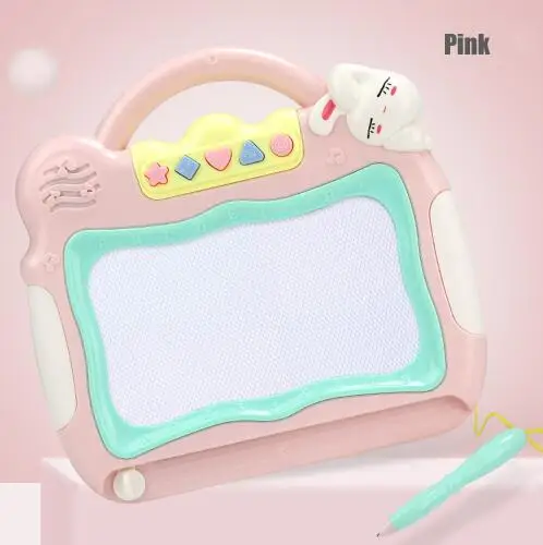 pink Образовательная музыкальная подсветка Магнитная Окраска доска для рисования с волшебной ручкой граффити поцарапанная магнитная доска для рисования детские игрушки - Цвет: pink