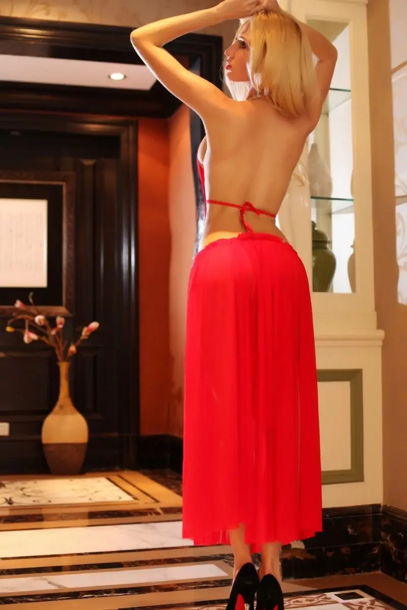 Женское платье с открытой спиной и разрезом Размеры S M L XL | Тематическая одежда