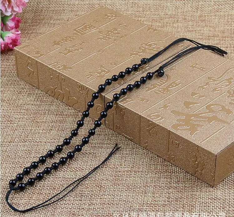 1 шт. ручной работы в китайском стиле бусы ожерелье для обсидиан нефрита черный