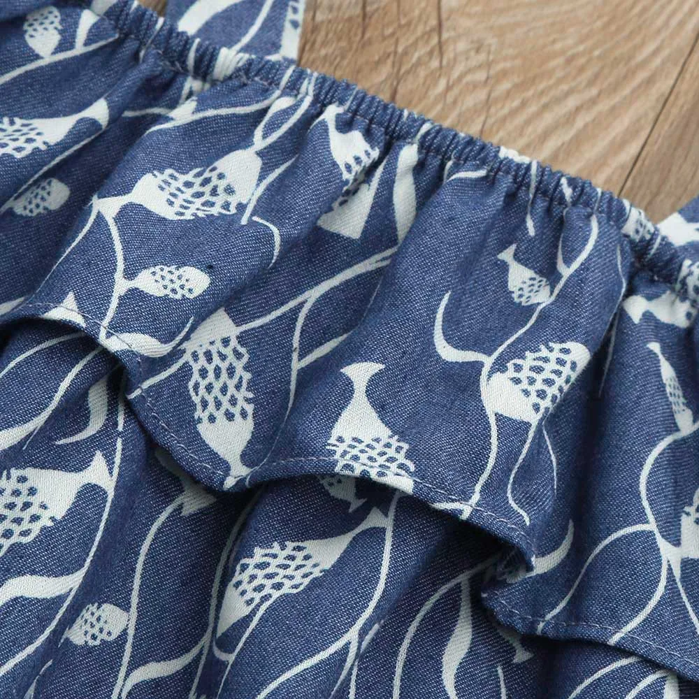 Girls Clothes Sets Summer Children's Two-piece set Cotton Kids Shoulder Short Sleeve Top+pants printing Set | Детская одежда и