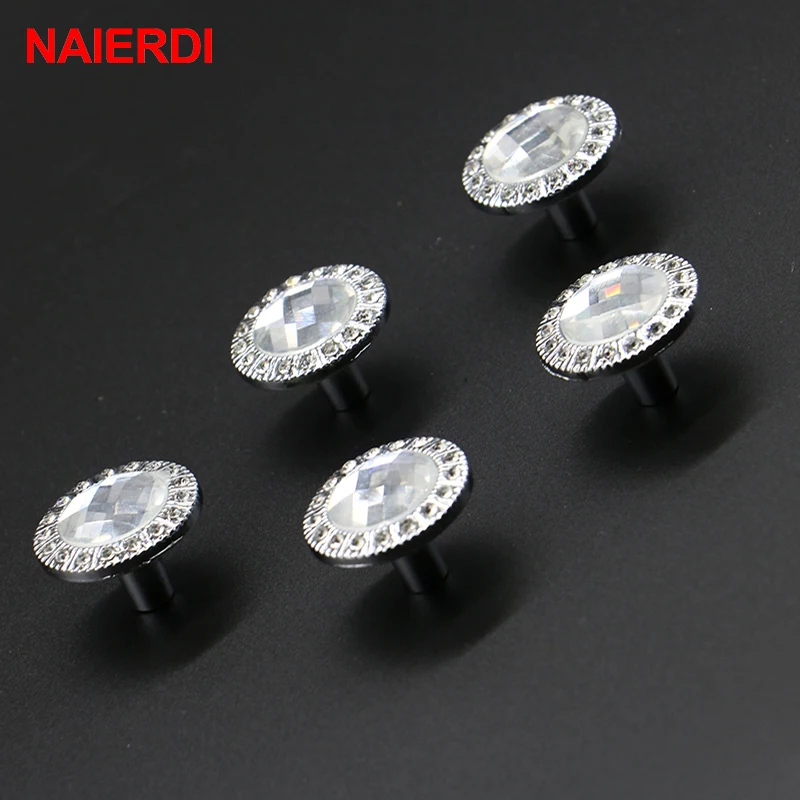 NAIERDI Хрустальные стеклянные ручки для шкафа прозрачные алмазные с винтом